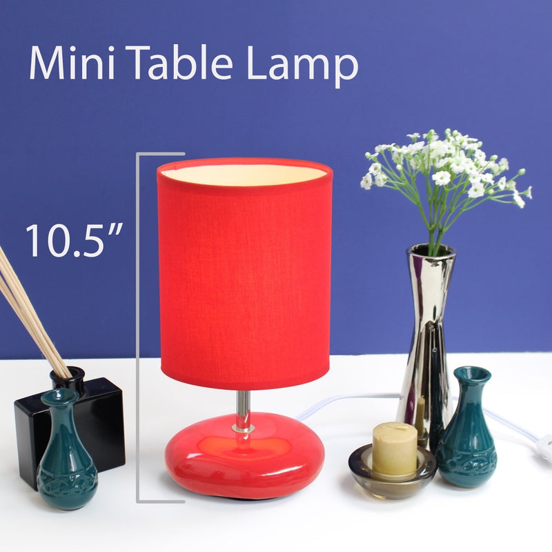 Simple Designs LT2005-RED-2PK Stonies Small Stone Look Table Desk Bedside 2 Pack Lamp Set, Red - Image 5